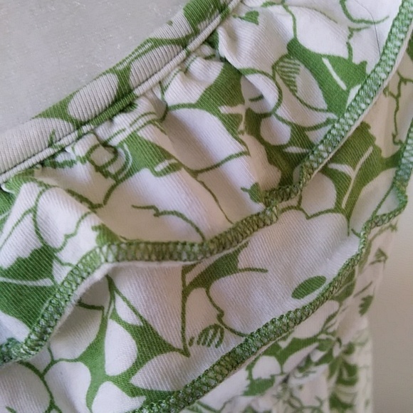 Ann Taylor Loft Floral Tiered Ruffle Empire Waist Sundress S Green White Pattern - Picture 12 of 16